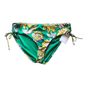 Gibson Latimer NWT Side Cinched Drawstring Green Yellow Tan White Floral Prt XL